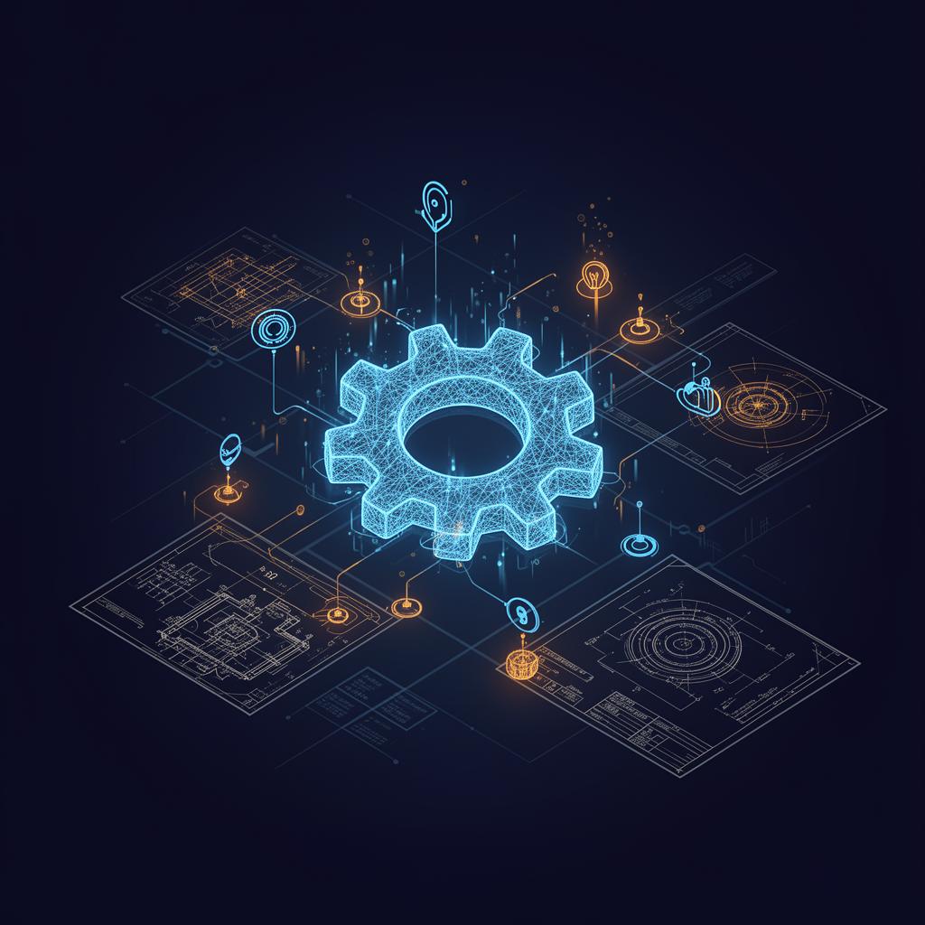 Abstract Teamcenter PLM digital twin illustration